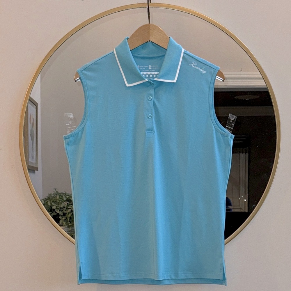 Light Blue Sleeveless Polo Top